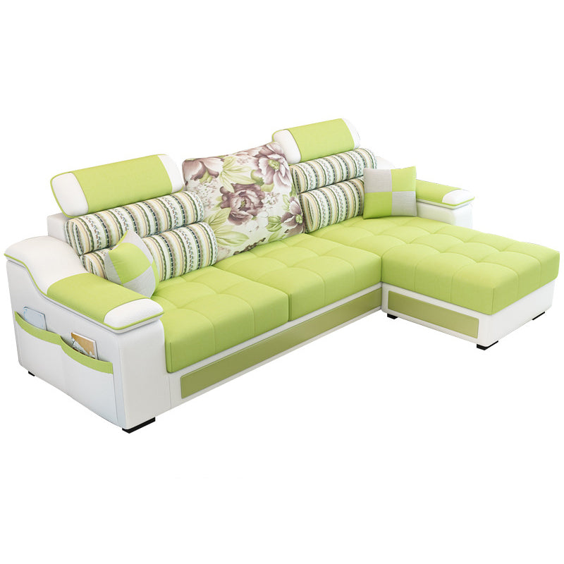 Sloped Arms L-Shape High Back Sofa 106.3"L x 57"W x 35.43"H Sectionals with Storage