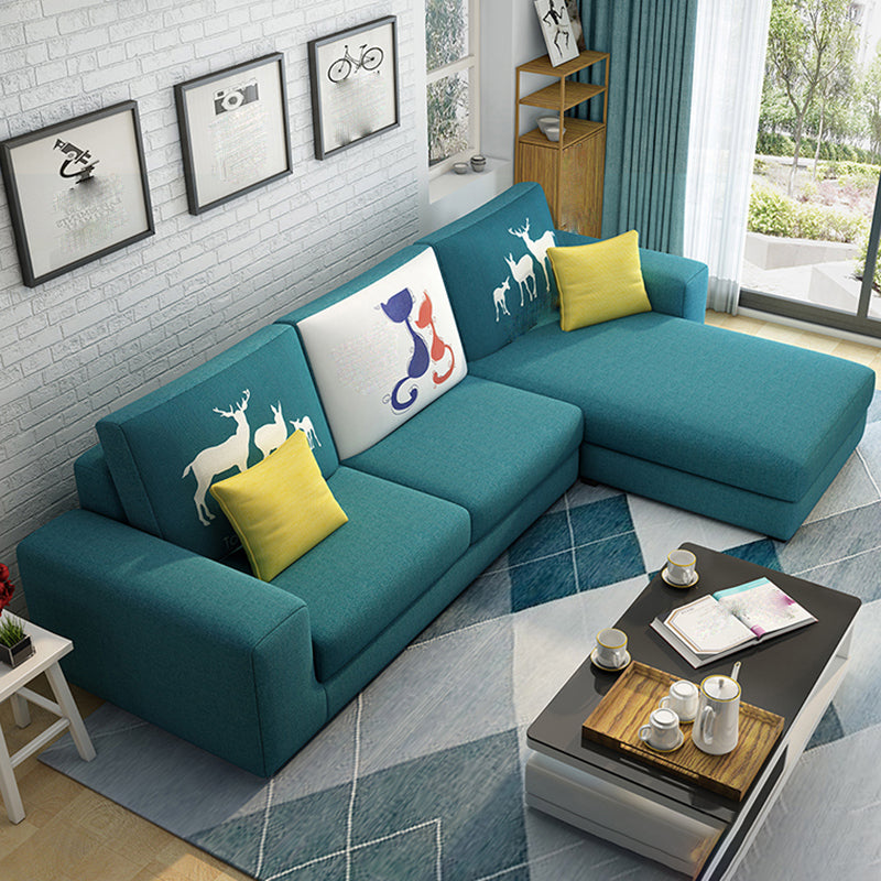 27.56"H Square Arm Sectional Removable Cushions Sofa and Chaise