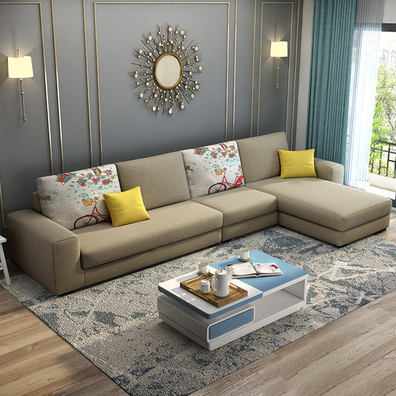 27.56"H Square Arm Sectional Removable Cushions Sofa and Chaise