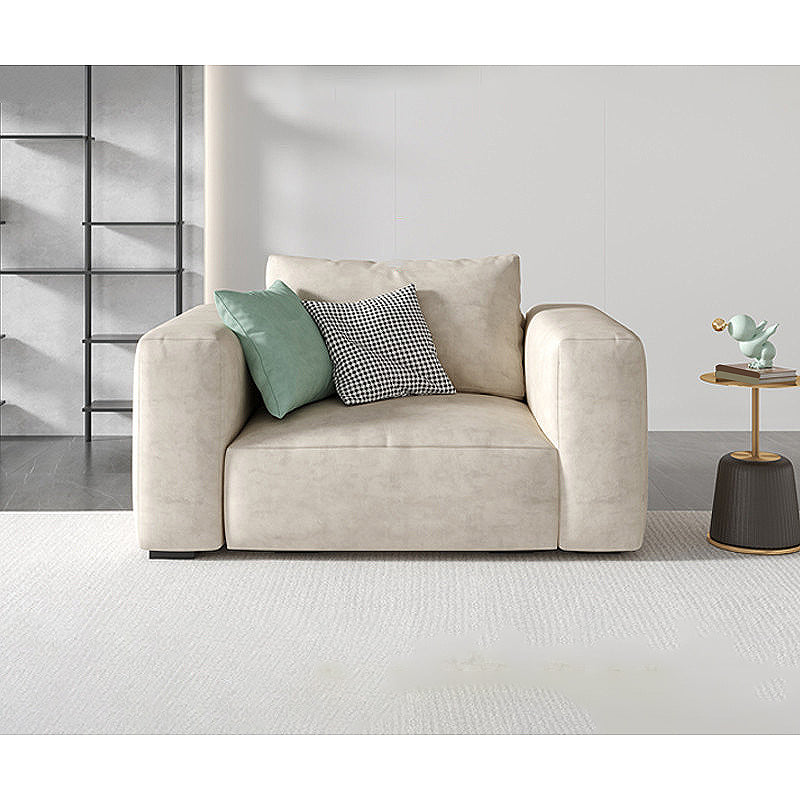 Square Arm Cream Cushion Back Sectional Contemporary Stain-Resistant Sofa