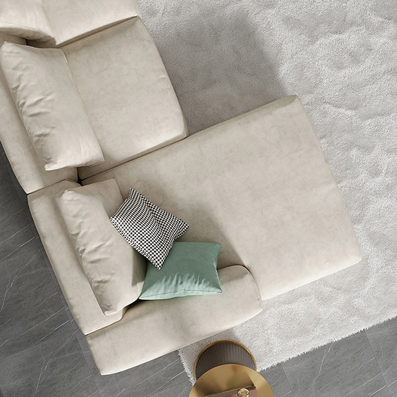 Square Arm Cream Cushion Back Sectional Contemporary Stain-Resistant Sofa