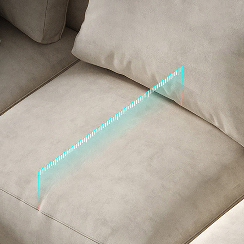 Square Arm Cream Cushion Back Sectional Contemporary Stain-Resistant Sofa