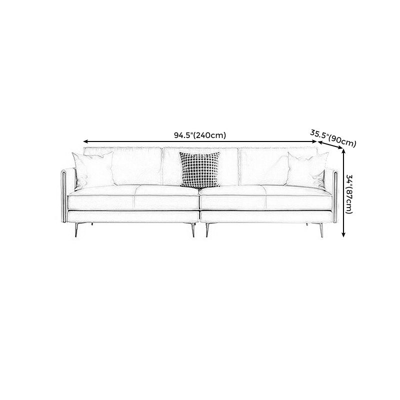 Recessed Arm Beige Cushion Back Sectional Stain-Resistant Genuine Leather Sofa