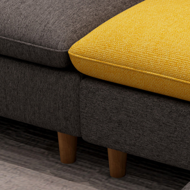 Slipcovered L-Shape Sectionals Removable Cushions Sofa with Ottoman Included