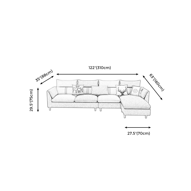 Slipcovered L-Shape Sectionals Removable Cushions Sofa with Ottoman Included