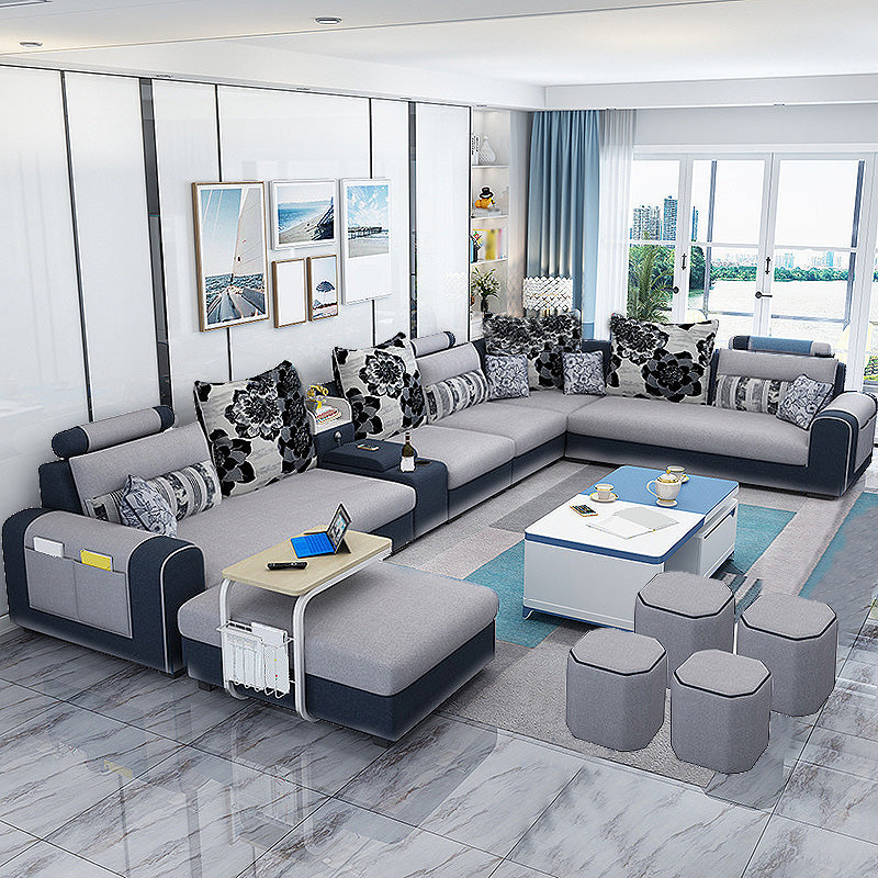 155.12"L X 92.52"W X 36.65"H Cotton Blend Sofa Removable Cushions Sectionals with Storage