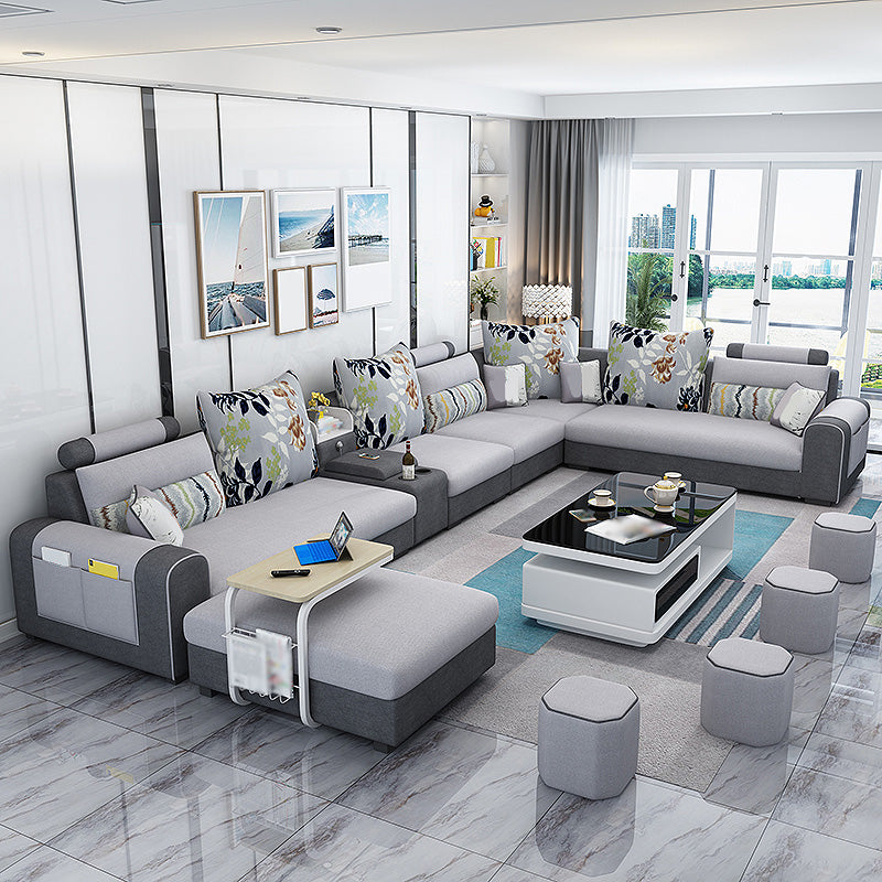 155.12"L X 92.52"W X 36.65"H Cotton Blend Sofa Removable Cushions Sectionals with Storage