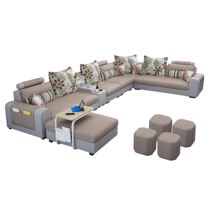 155.12"L X 92.52"W X 36.65"H Cotton Blend Sofa Removable Cushions Sectionals with Storage