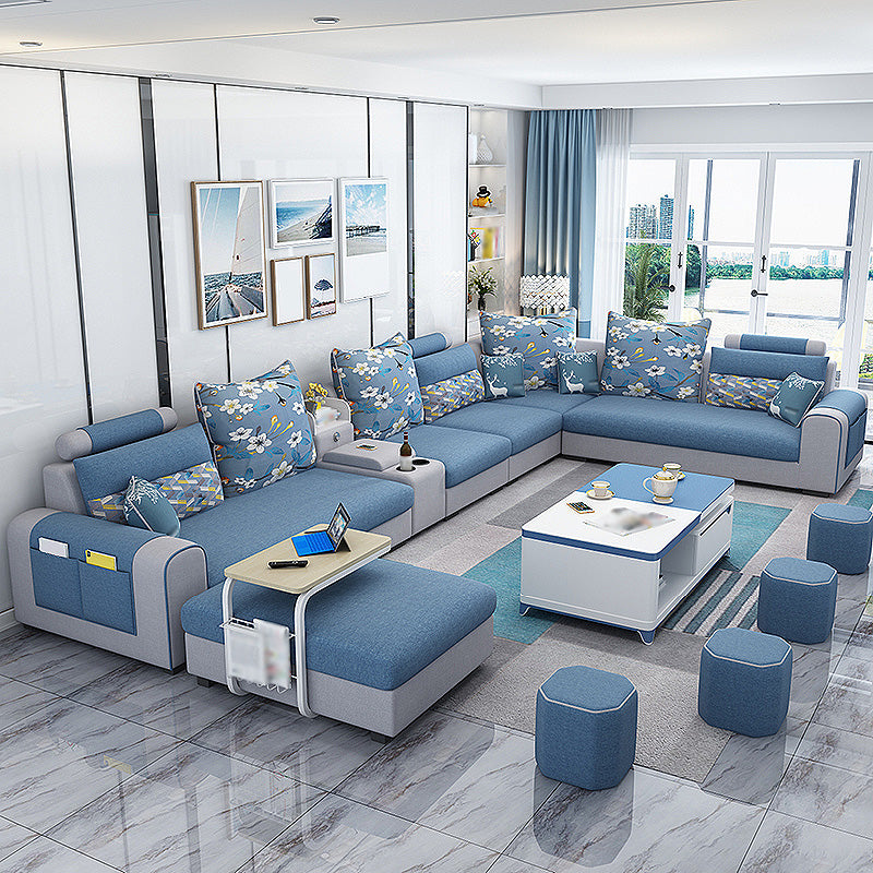 155.12"L X 92.52"W X 36.65"H Cotton Blend Sofa Removable Cushions Sectionals with Storage