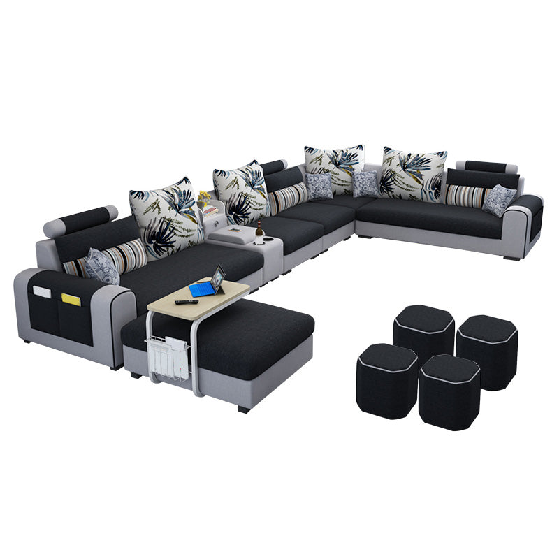 155.12"L X 92.52"W X 36.65"H Cotton Blend Sofa Removable Cushions Sectionals with Storage