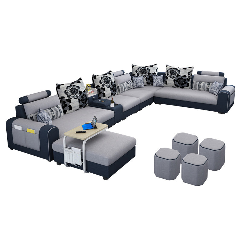 155.12"L X 92.52"W X 36.65"H Cotton Blend Sofa Removable Cushions Sectionals with Storage