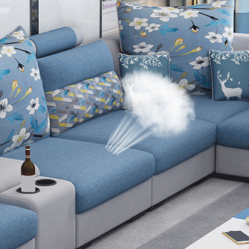 155.12"L X 92.52"W X 36.65"H Cotton Blend Sofa Removable Cushions Sectionals with Storage