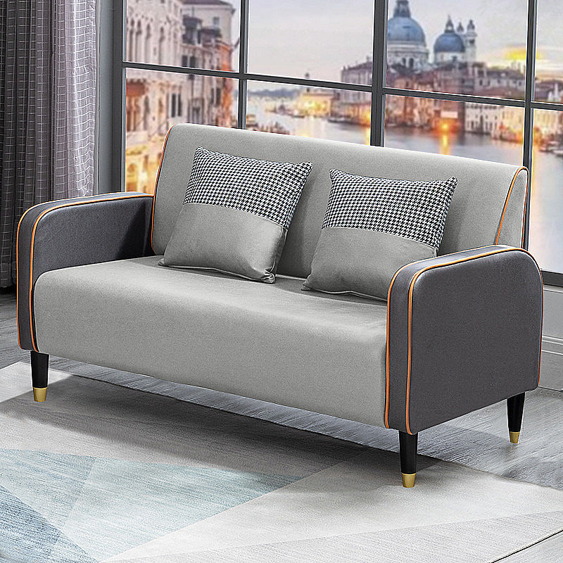 Scandinavian Tight Back Sofa Square Arm Loveseat with 4 Wooden Legs