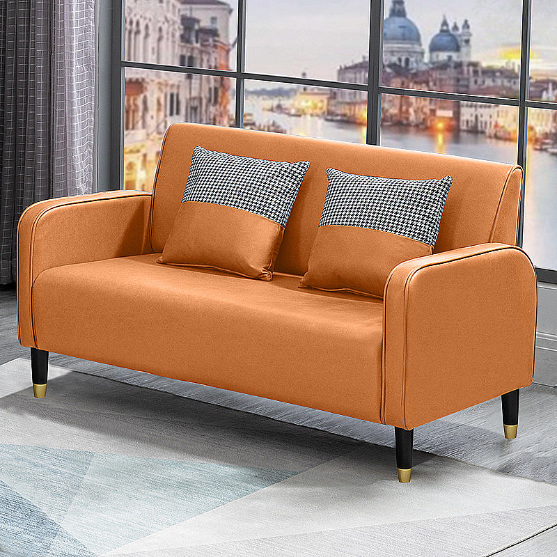 Scandinavian Tight Back Sofa Square Arm Loveseat with 4 Wooden Legs
