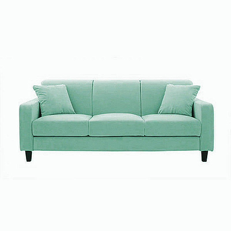 Contemporary Velvet/Linen Couch Square Arm Sofa with Loose Back