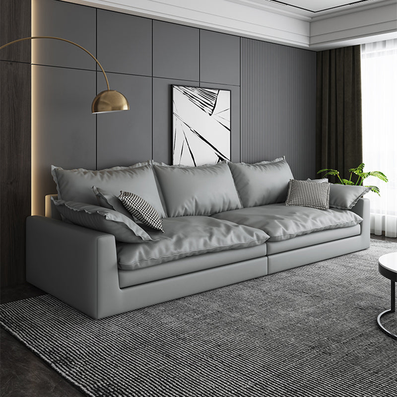 Faux Leather Living Room Sofa Square Arm Settee with Cushions