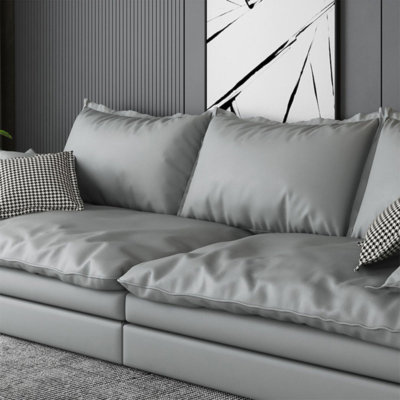 Faux Leather Living Room Sofa Square Arm Settee with Cushions