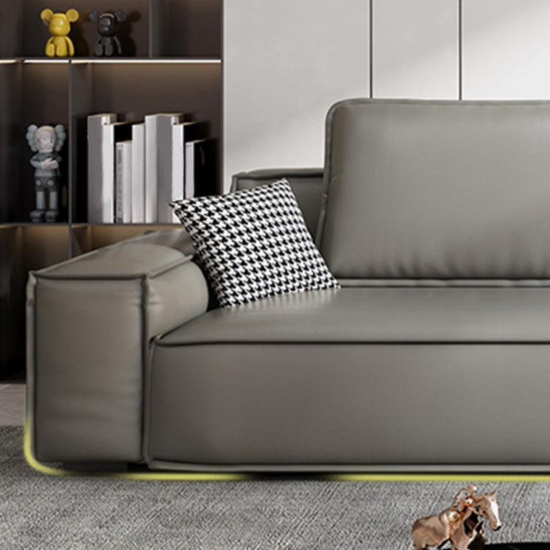 Faux Leather Living Room 3-seater Sofa Square Arm Standard Cushions Settee