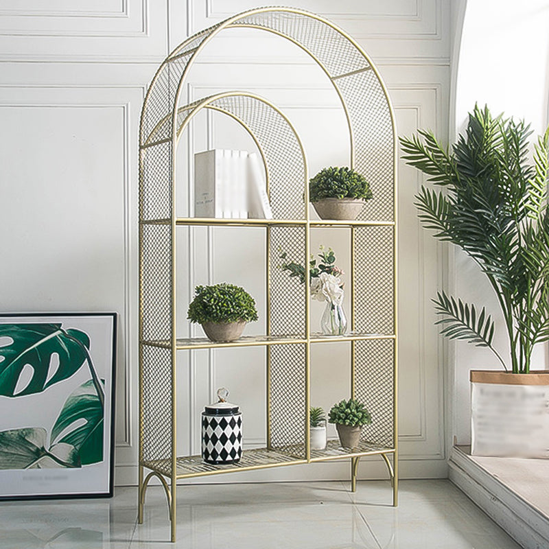 Glam Style Vertical Bookshelf Metal 3-shelf Bookcase for Home Use