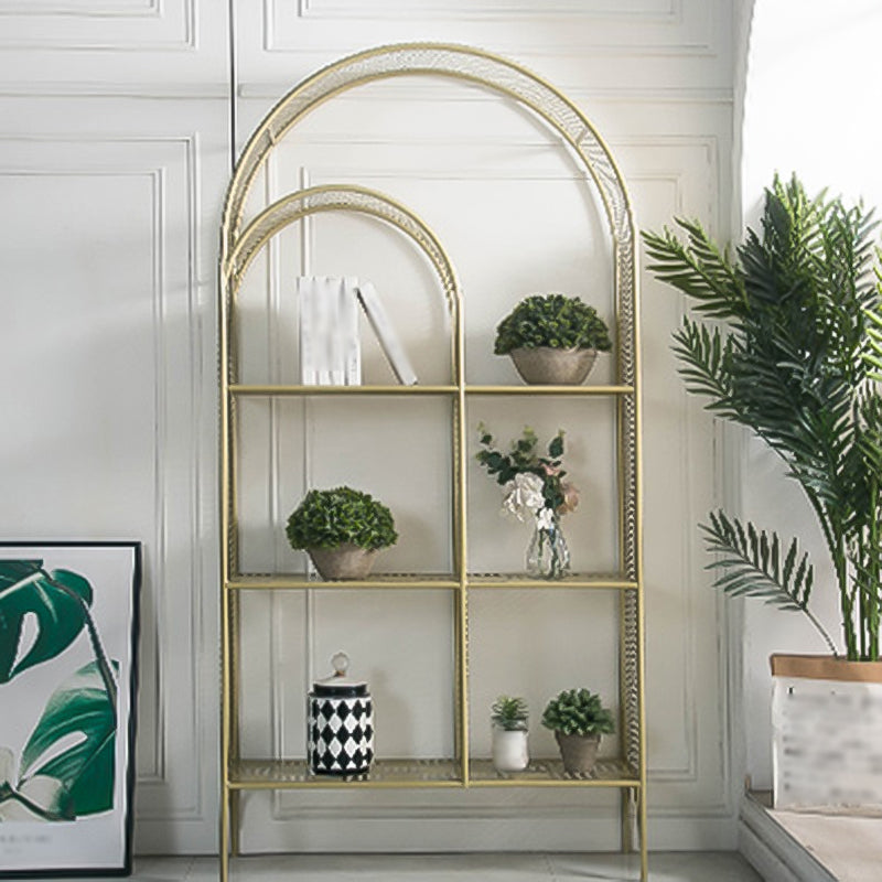 Glam Style Vertical Bookshelf Metal 3-shelf Bookcase for Home Use