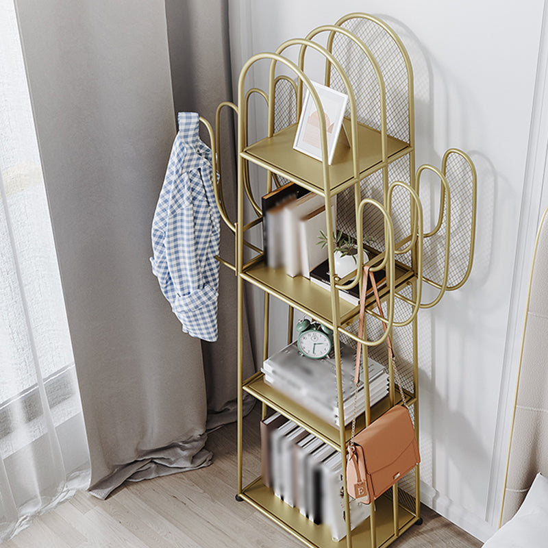 59"H Scandinavian Style Bookshelf Metal Shelf Bookcase for Home Use