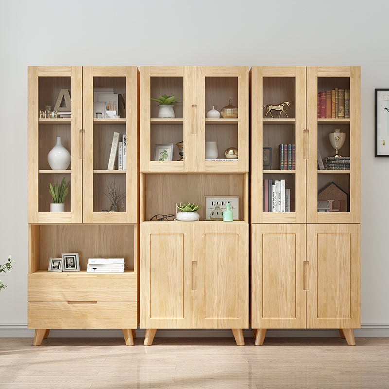 Solid Wood Scandinavian Bookcase Closed Back Bookcase with Door