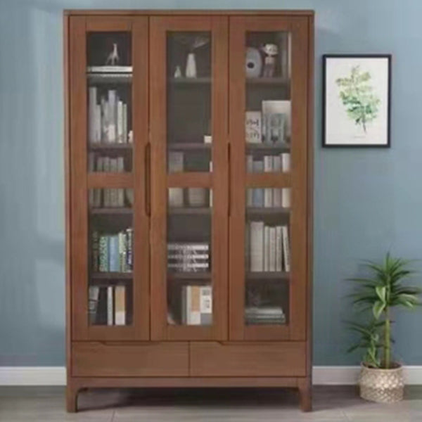 Solid Wood Scandinavian Bookcase Closed Back Bookcase with Door