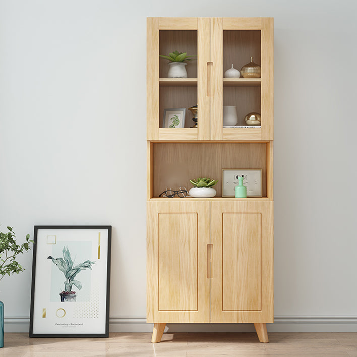 Solid Wood Scandinavian Bookcase Closed Back Bookcase with Door