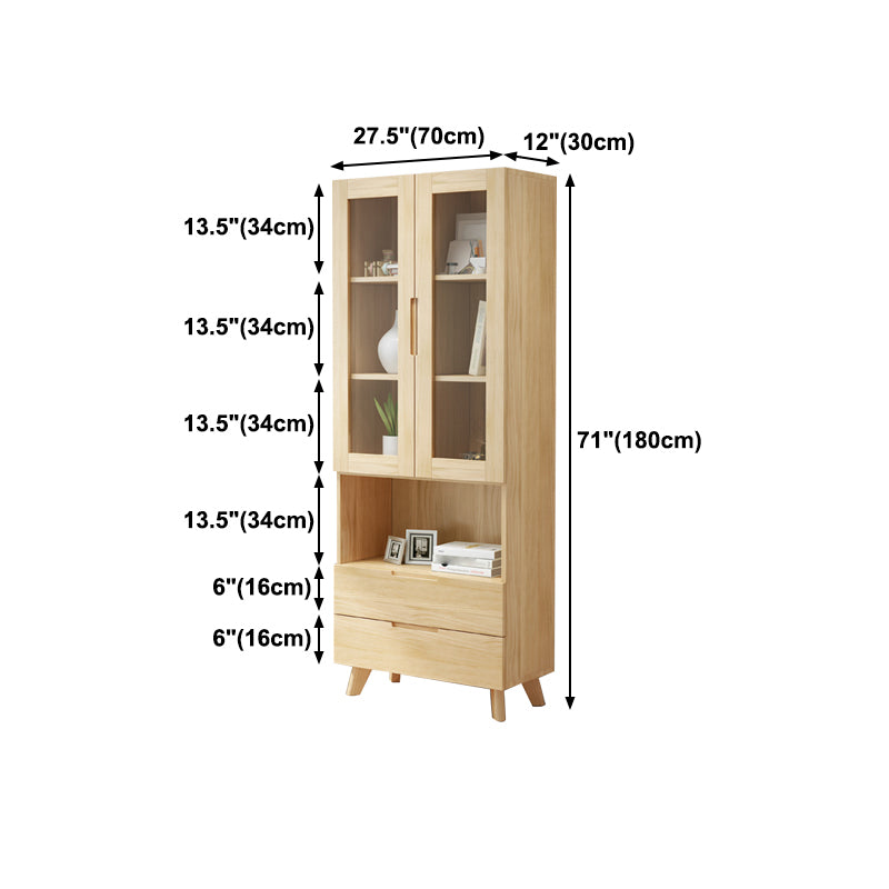 Solid Wood Scandinavian Bookcase Closed Back Bookcase with Door