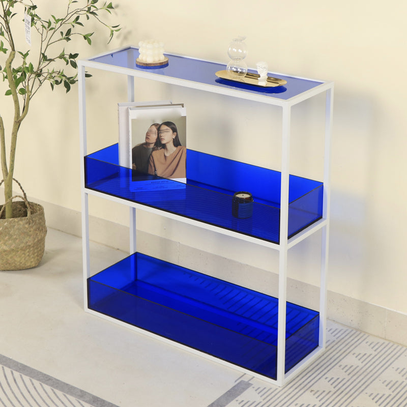 Open Scandinavian Etagere Bookshelf with White Iron Frame Acrylic Shelf