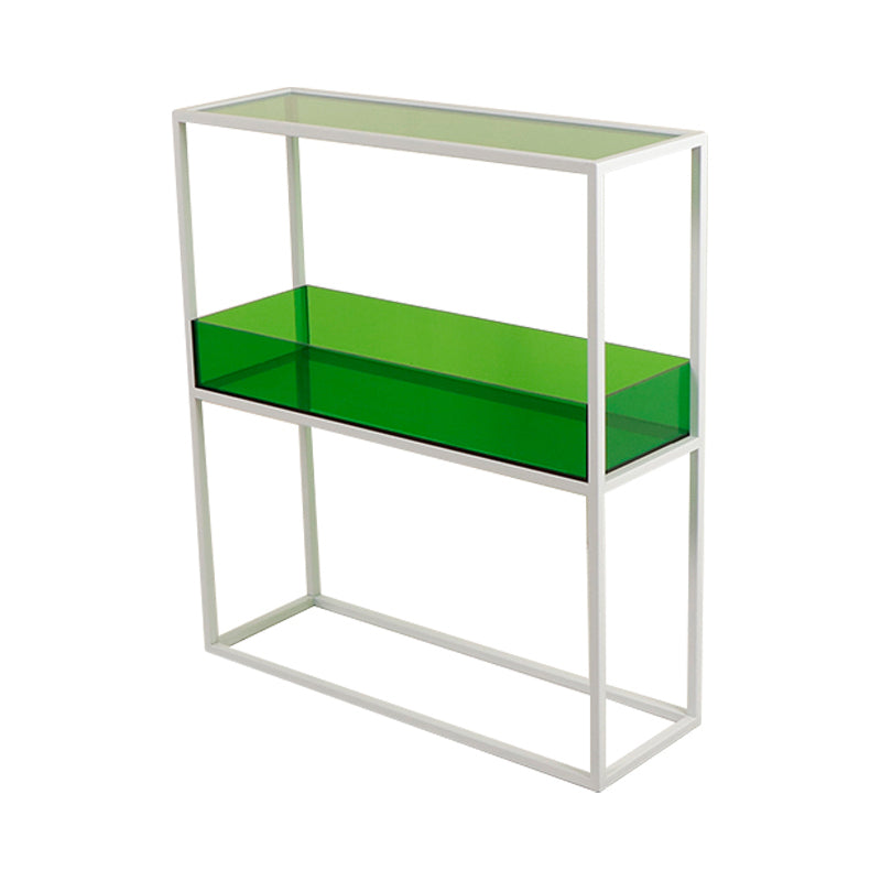 Open Scandinavian Etagere Bookshelf with White Iron Frame Acrylic Shelf