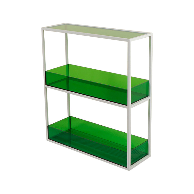 Open Scandinavian Etagere Bookshelf with White Iron Frame Acrylic Shelf