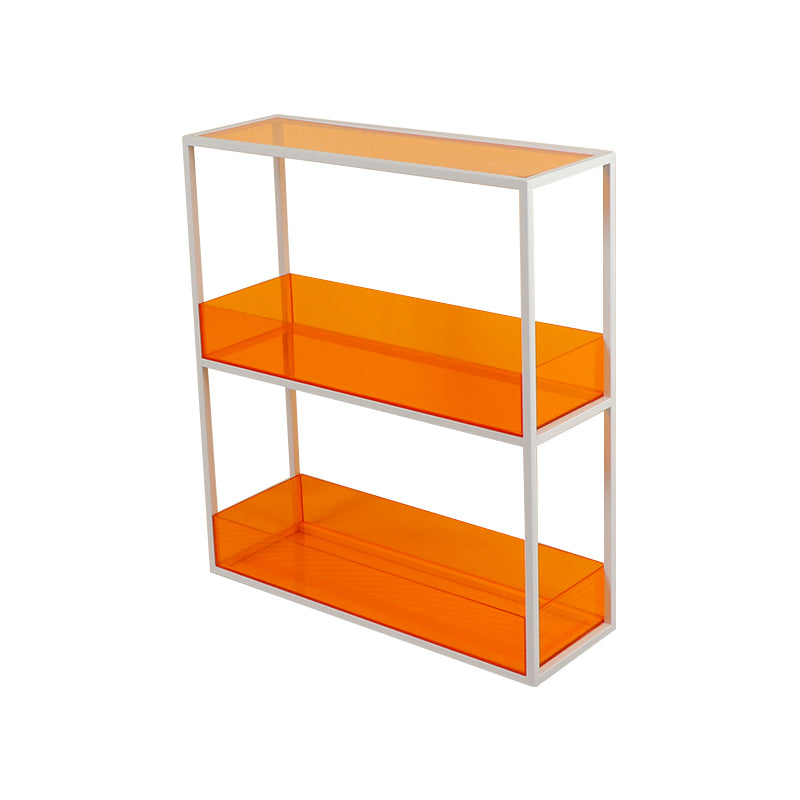 Open Scandinavian Etagere Bookshelf with White Iron Frame Acrylic Shelf