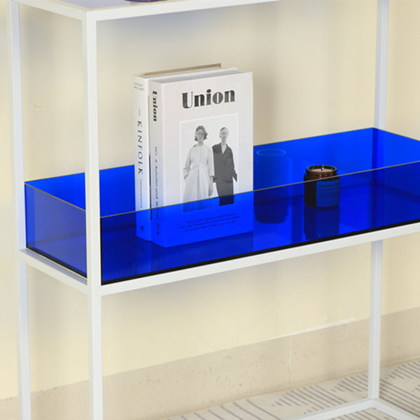 Open Scandinavian Etagere Bookshelf with White Iron Frame Acrylic Shelf