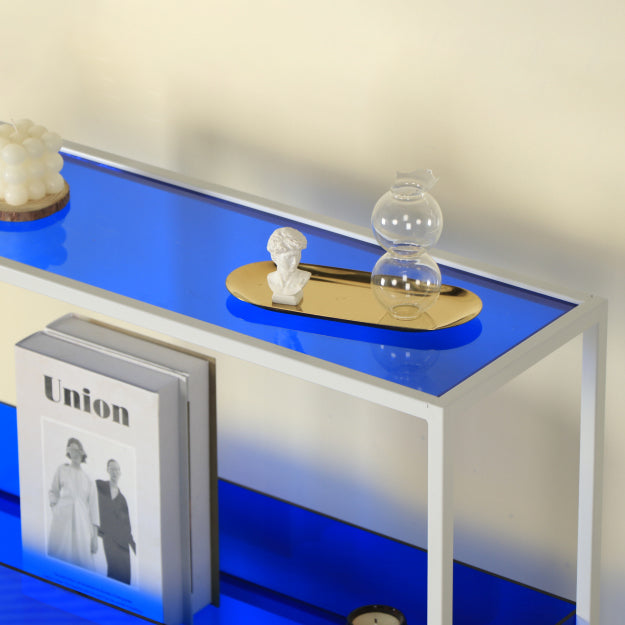 Open Scandinavian Etagere Bookshelf with White Iron Frame Acrylic Shelf