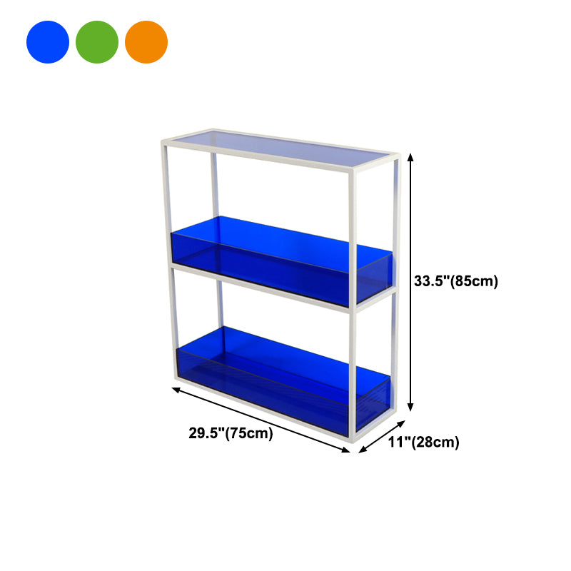 Open Scandinavian Etagere Bookshelf with White Iron Frame Acrylic Shelf