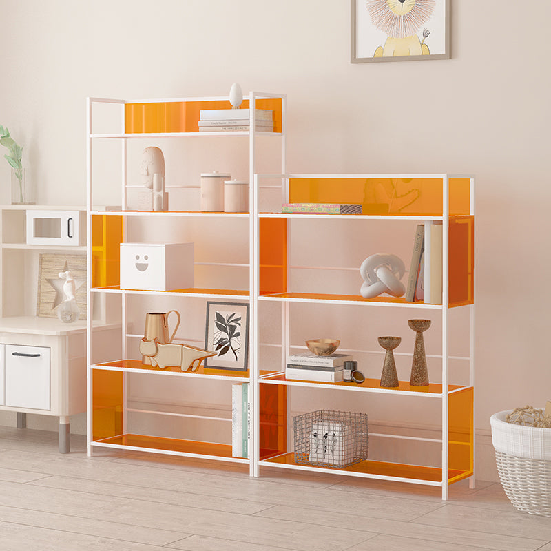 Acrylic Scandinavian Open Etagere Bookshelf with White Iron Frame