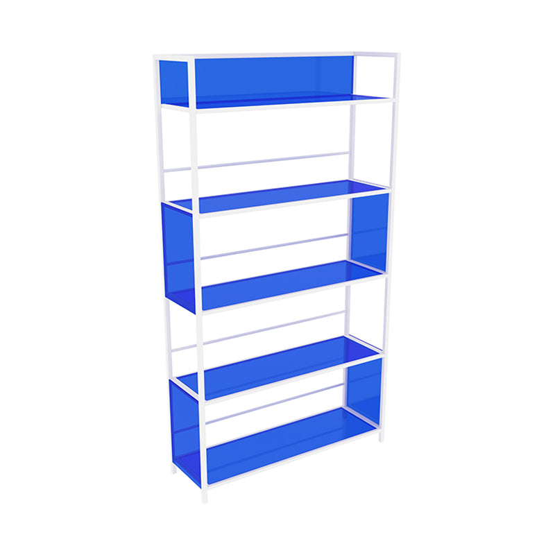 Acrylic Scandinavian Open Etagere Bookshelf with White Iron Frame