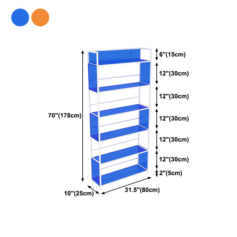 Acrylic Scandinavian Open Etagere Bookshelf with White Iron Frame