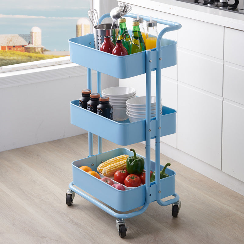 3-Shelf Plastic Geometric Bookcase Contemporary Book Shelf with Wheels