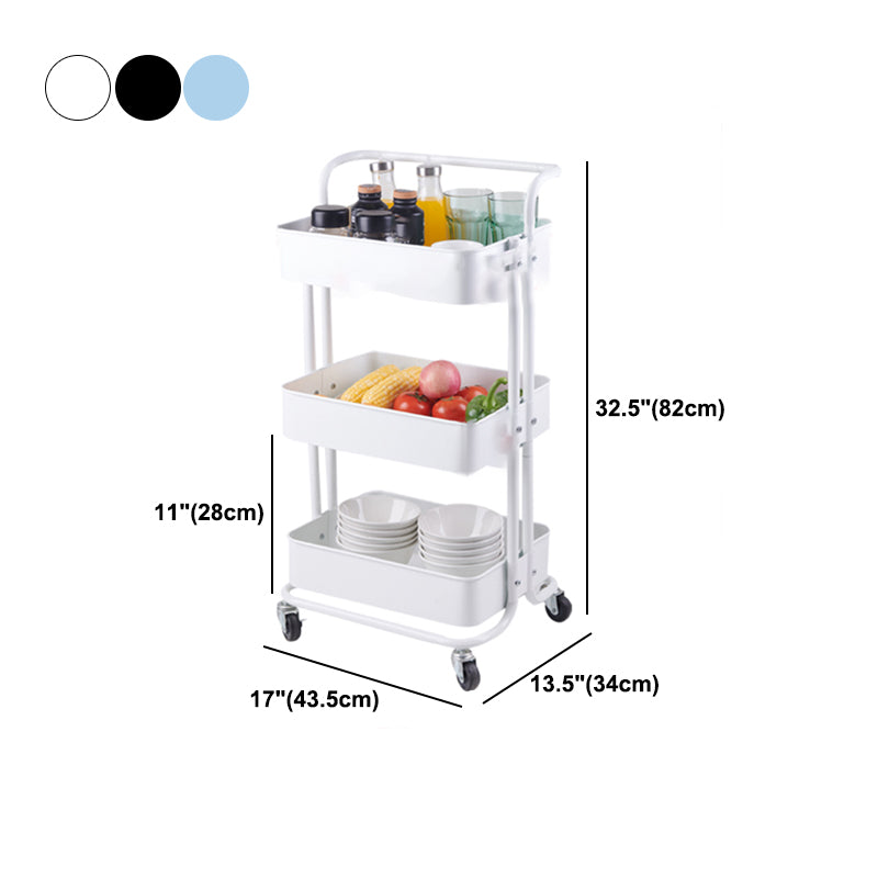 3-Shelf Plastic Geometric Bookcase Contemporary Book Shelf with Wheels