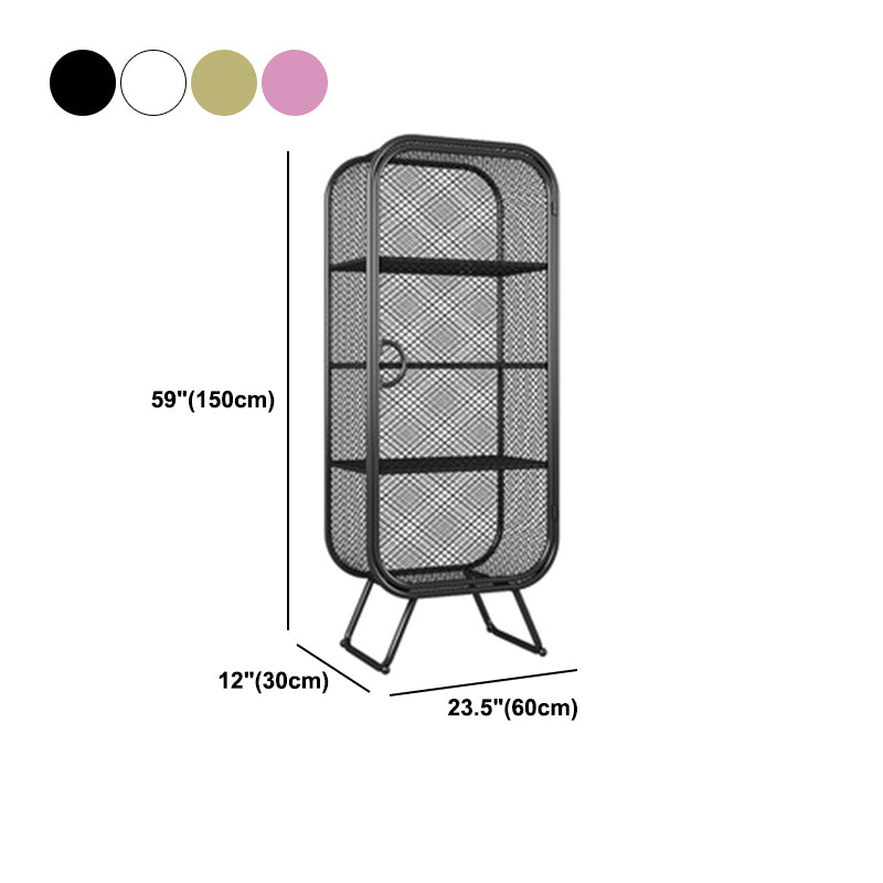 Scandinavian Vertical Standard Bookcase Iron Bookcase with Door