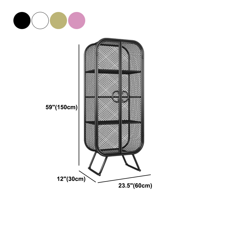 Scandinavian Vertical Standard Bookcase Iron Bookcase with Door