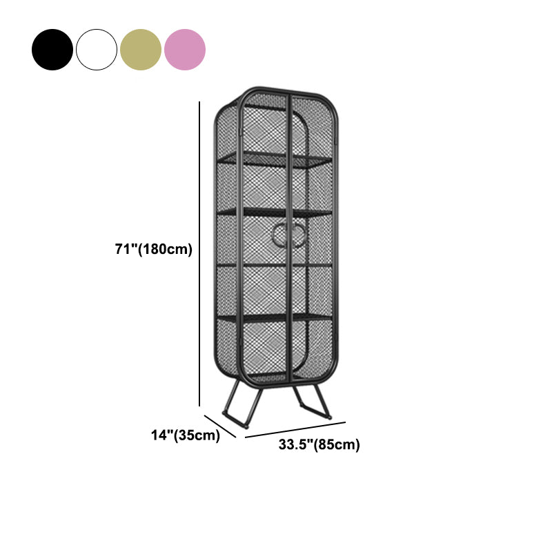 Scandinavian Vertical Standard Bookcase Iron Bookcase with Door