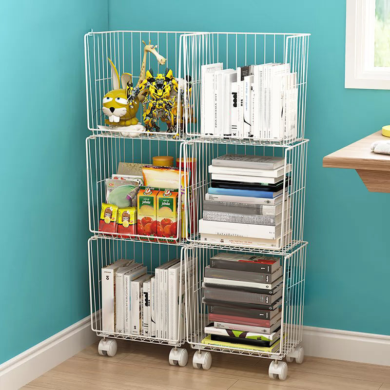 Modern Style Geometric Bookcase Metal Closed Back Book Shelf