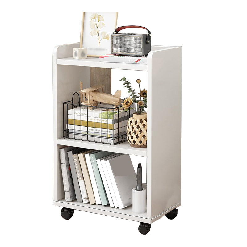 Modern Style Bookshelf Wooden Shelf Bookcase with Caster Wheels