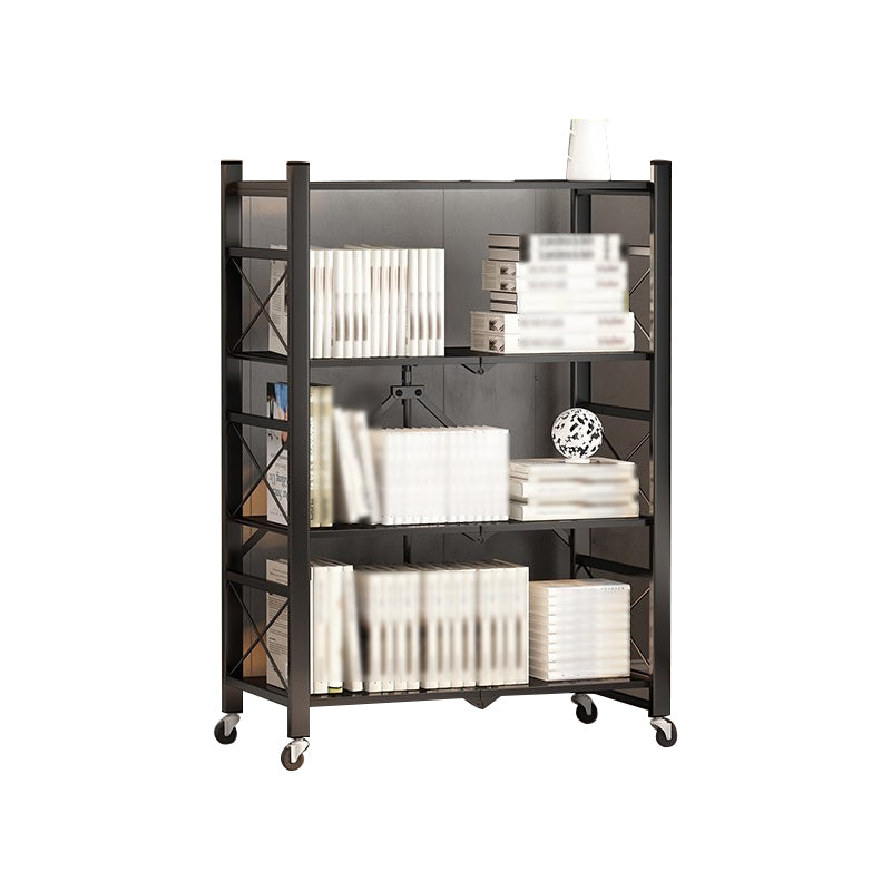 Folding Steel Industrial Etagere Bookshelf Open Bookshelf with Caster Wheels
