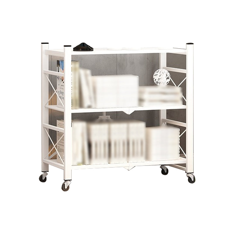 Folding Steel Industrial Etagere Bookshelf Open Bookshelf with Caster Wheels