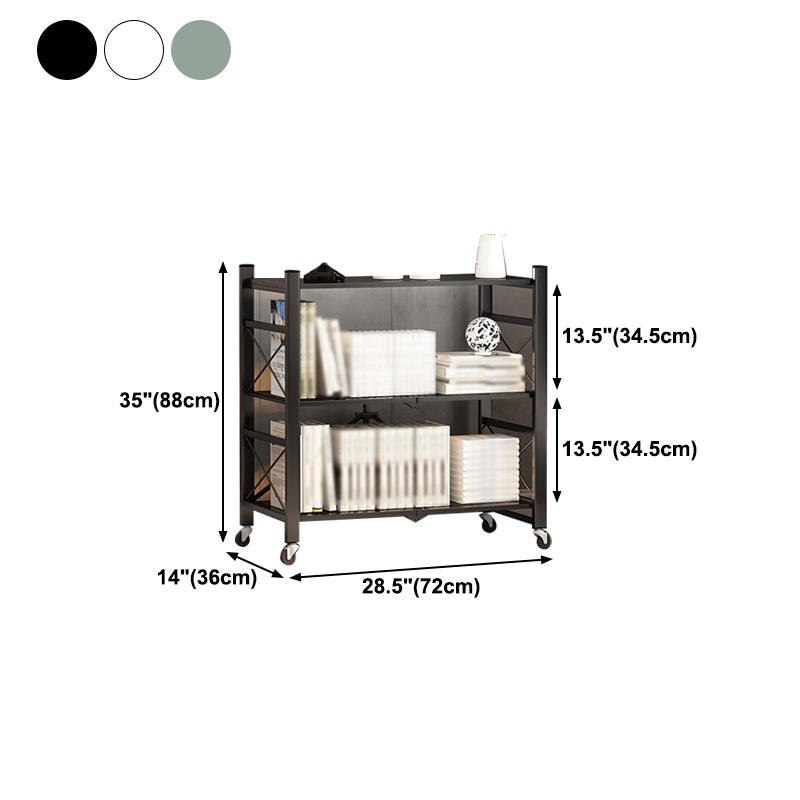 Folding Steel Industrial Etagere Bookshelf Open Bookshelf with Caster Wheels