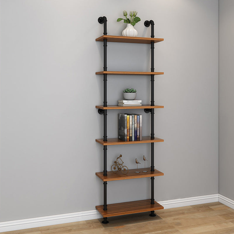 Brown Bookshelf Industrial Style Wall Mounted Bookcase for Home Office